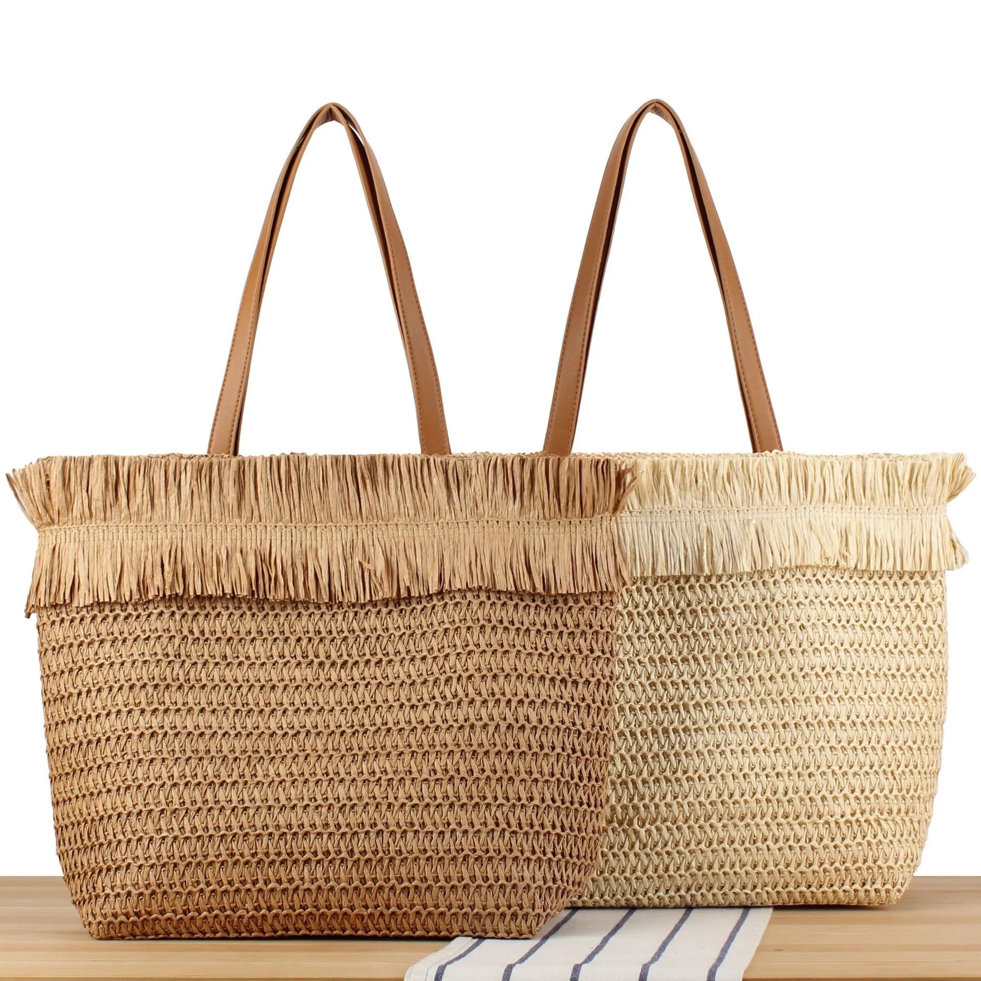 Opal™ | Fringed Straw Beach Tote