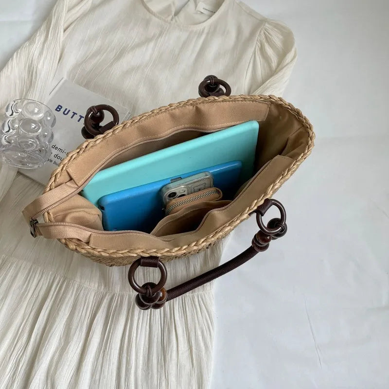 Greta™ | Wooden Bead Handle Tote
