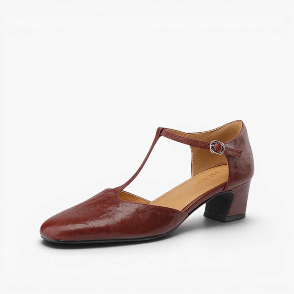 Marora | T-Strap Leather Mary Jane Block Heels