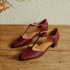 Marora | T-Strap Leather Mary Jane Block Heels