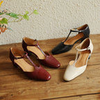 Marora | T-Strap Leather Mary Jane Block Heels