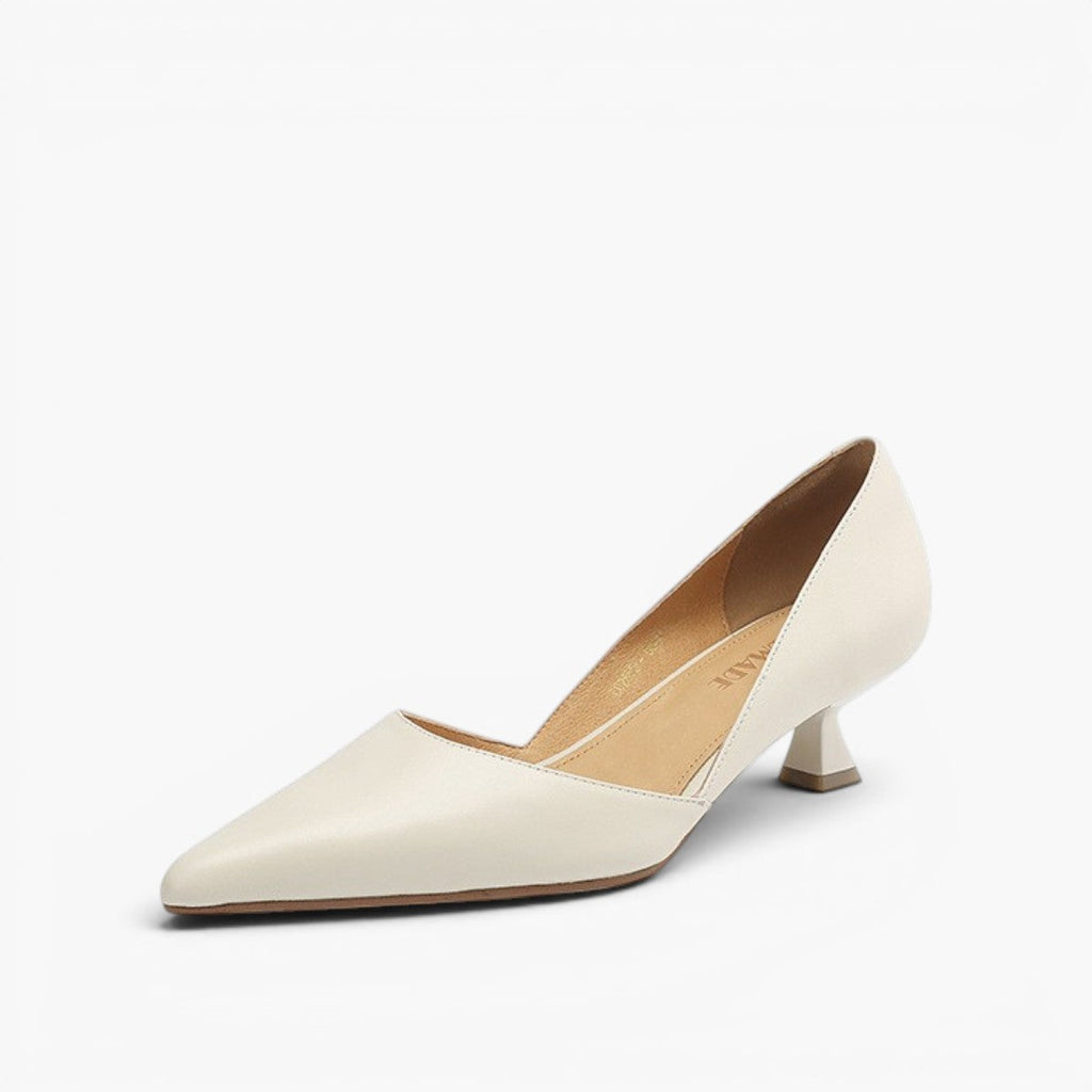 Mirina | Pointed Leather Kitten Heel Pumps