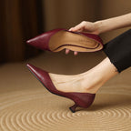 Mirina | Pointed Leather Kitten Heel Pumps
