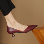 Mirina | Pointed Leather Kitten Heel Pumps