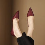 Mirina | Pointed Leather Kitten Heel Pumps