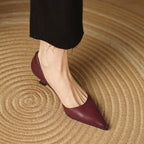 Mirina | Pointed Leather Kitten Heel Pumps