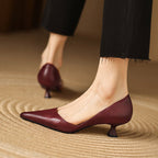 Mirina | Pointed Leather Kitten Heel Pumps