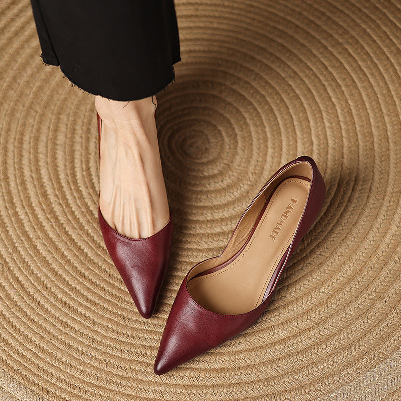 Mirina | Pointed Leather Kitten Heel Pumps