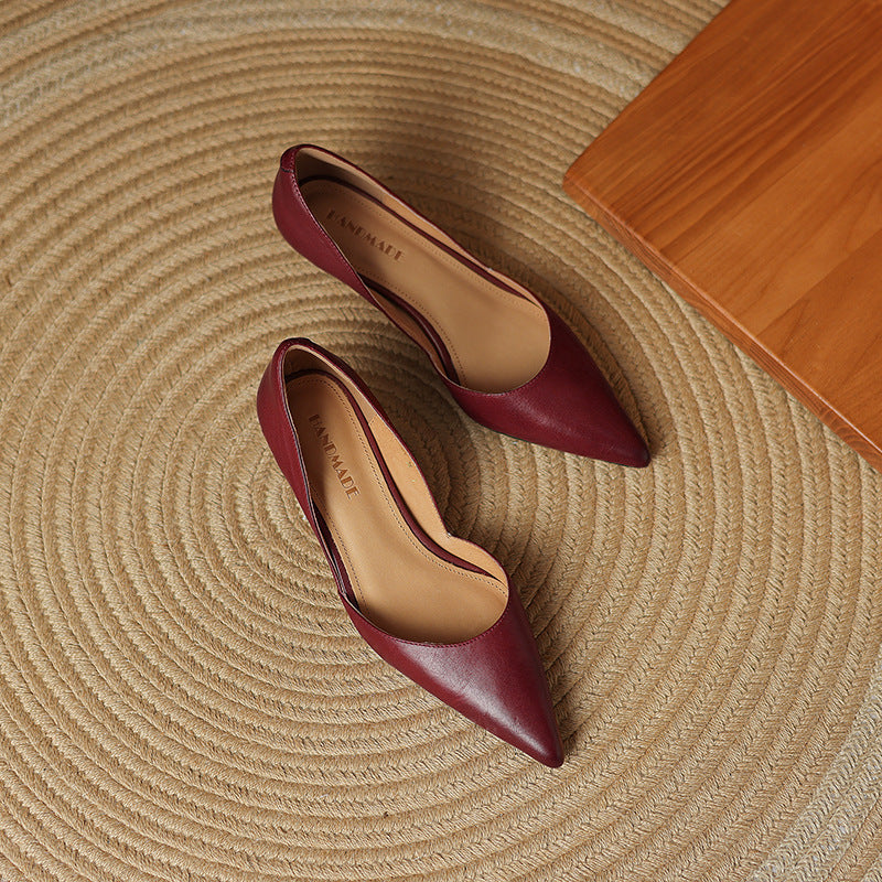 Mirina | Pointed Leather Kitten Heel Pumps