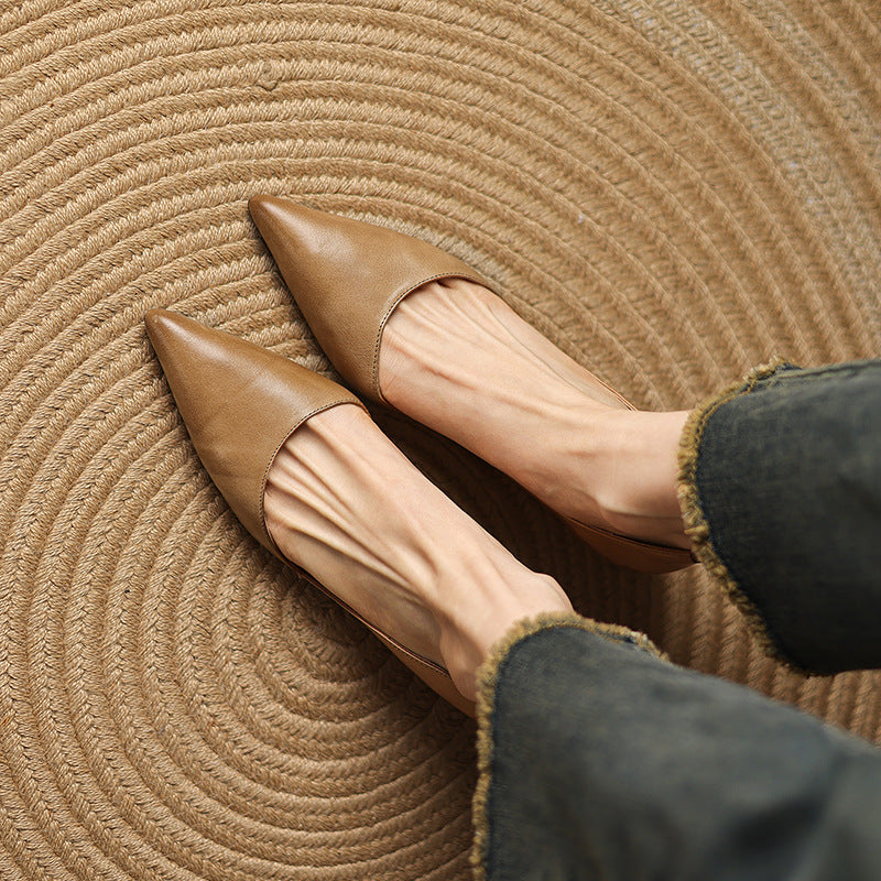 Mirina | Pointed Leather Kitten Heel Pumps