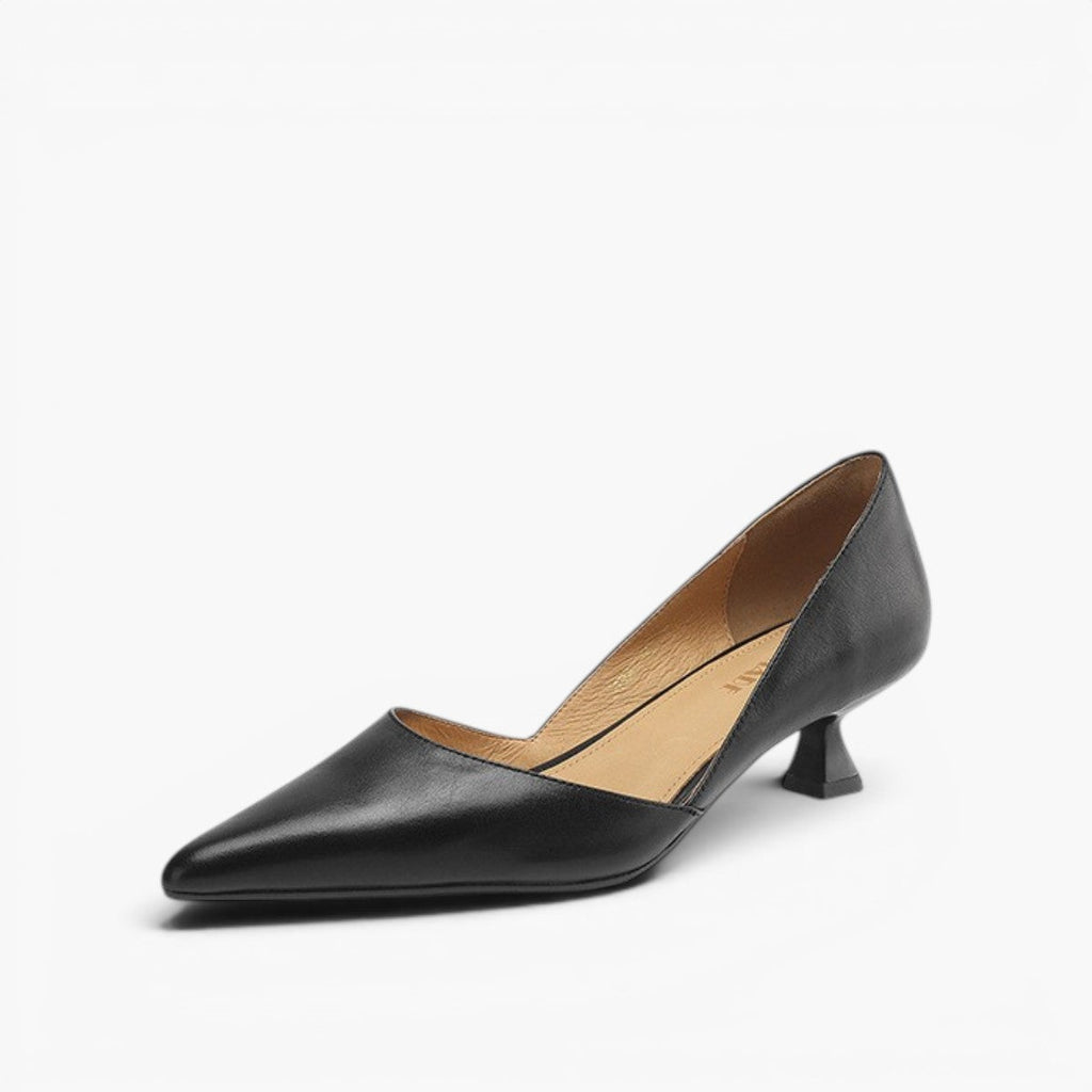 Mirina | Pointed Leather Kitten Heel Pumps