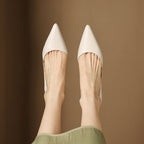 Mirina | Pointed Leather Kitten Heel Pumps