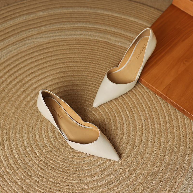 Mirina | Pointed Leather Kitten Heel Pumps
