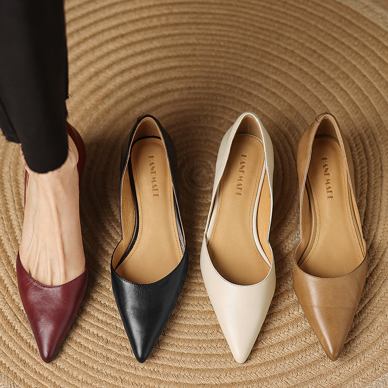 Mirina | Pointed Leather Kitten Heel Pumps