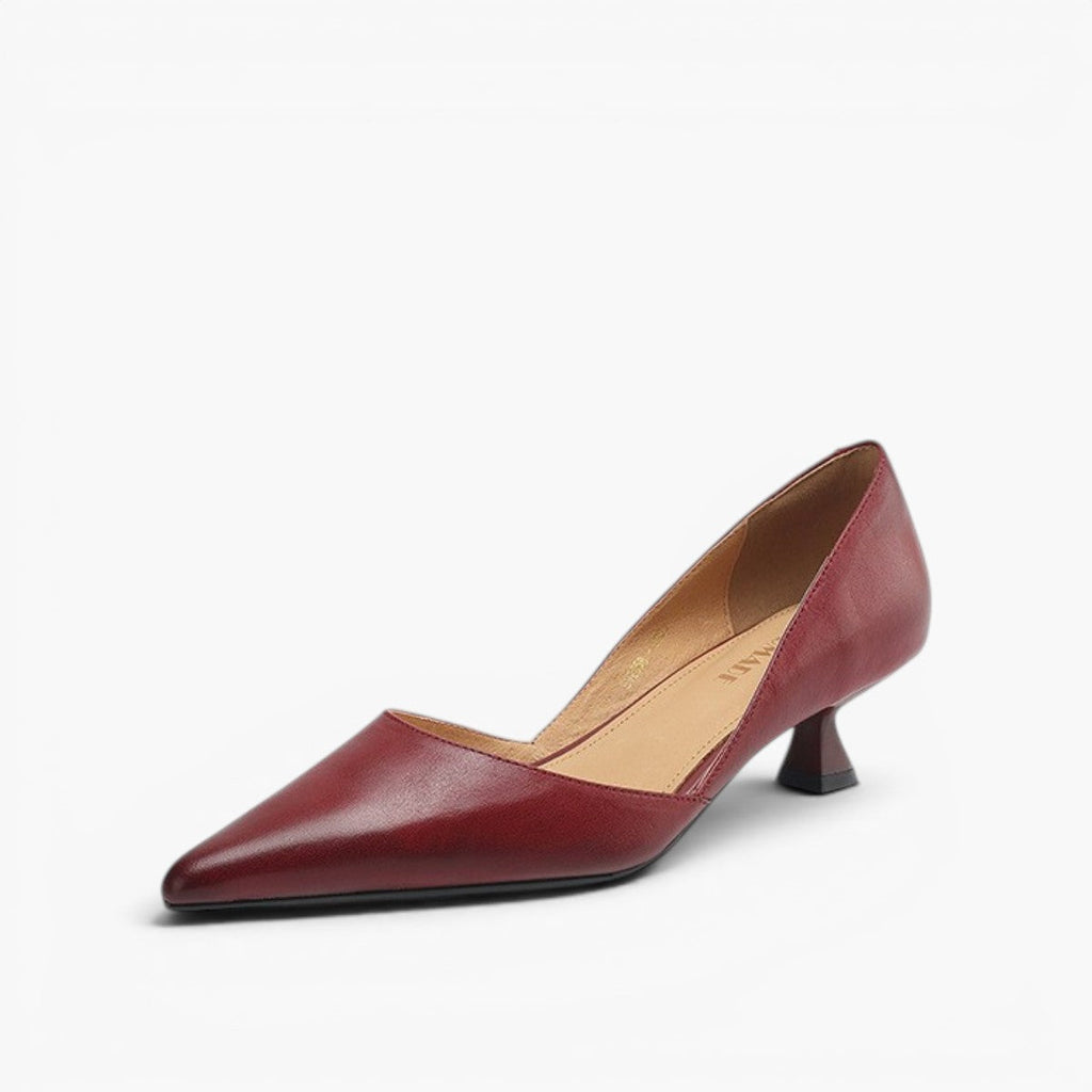 Mirina | Pointed Leather Kitten Heel Pumps