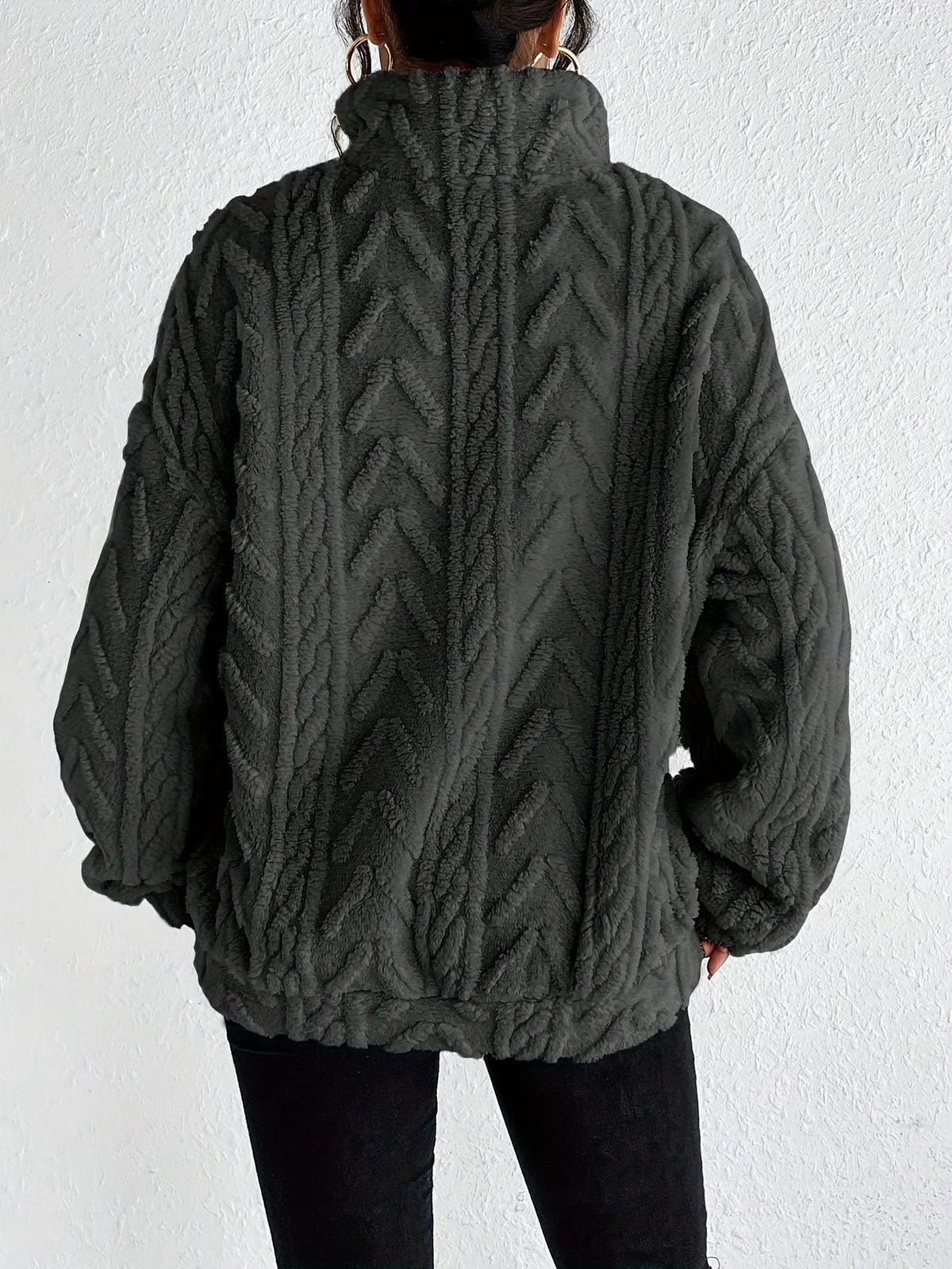 Nelelle | Textured Half-Zip Hooded Sweater