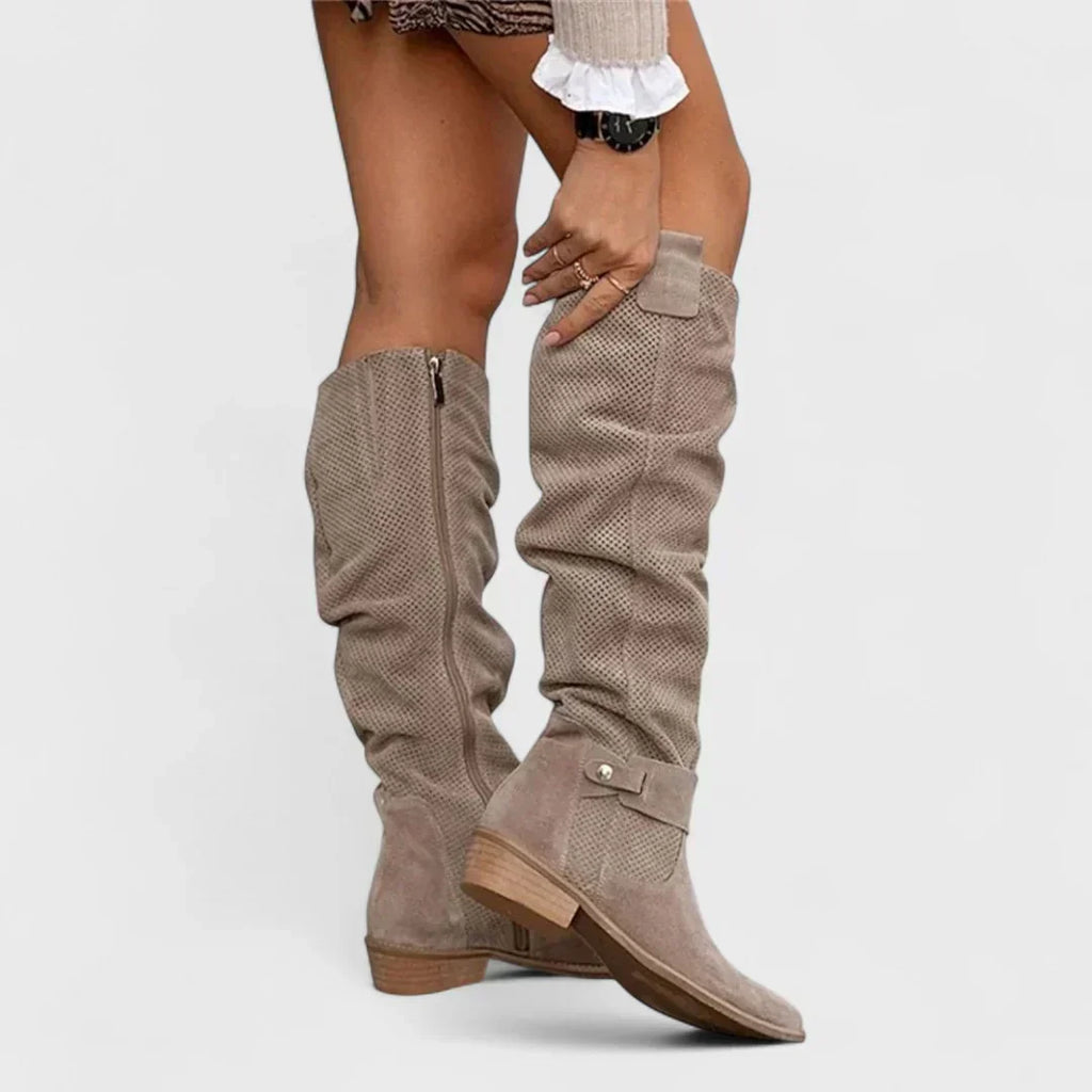 Nelena | Perforated Orthopedic Ankle Boots with Buckle