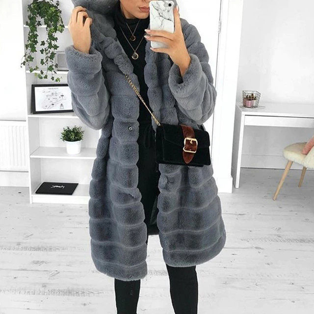 Nelenne | Hooded Long Faux Fur Coat