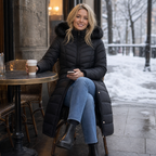 Nelisse | Longline Puffer Coat with Fur Trim Hood
