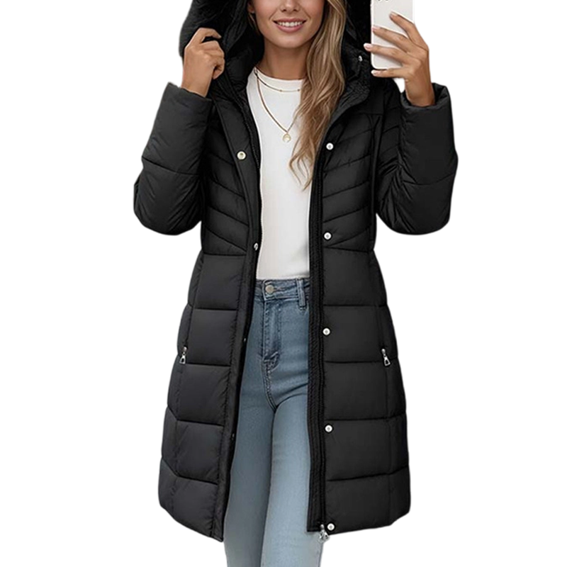Nelisse | Longline Puffer Coat with Fur Trim Hood