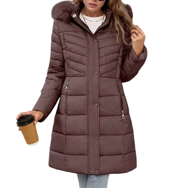 Nelisse | Longline Puffer Coat with Fur Trim Hood