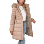 Nelisse | Longline Puffer Coat with Fur Trim Hood