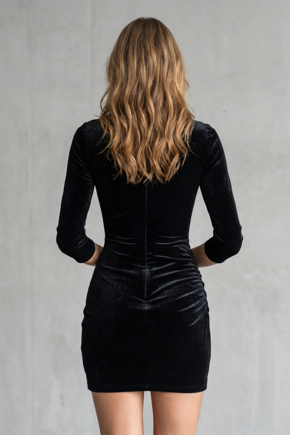 Nerissa | Black Velvet Plunge Mini Party Dress