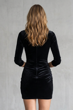 Nerissa | Black Velvet Plunge Mini Party Dress