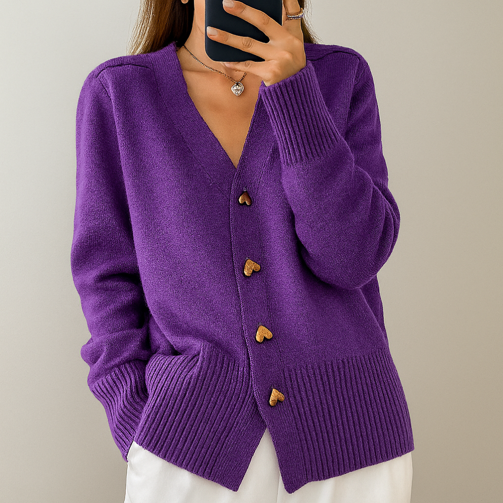 Norelle | V-Neck Cardigan with Heart Buttons