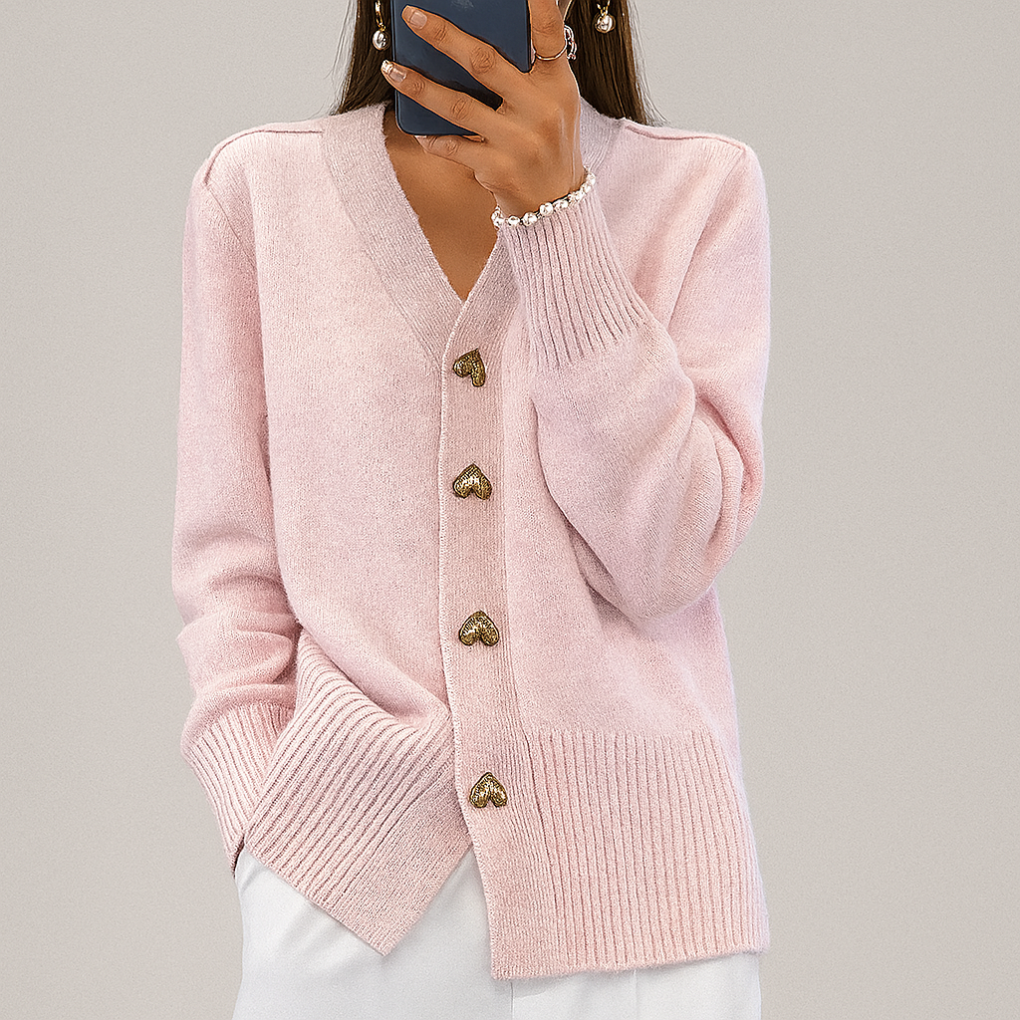 Norelle | V-Neck Cardigan with Heart Buttons