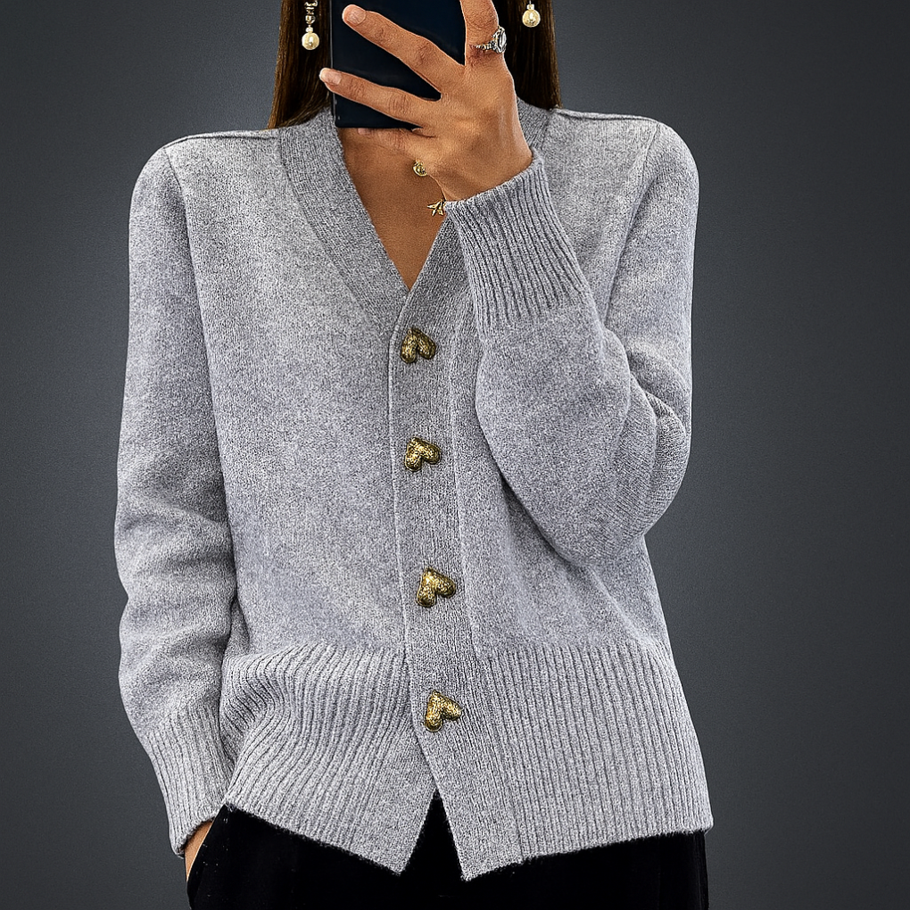 Norelle | V-Neck Cardigan with Heart Buttons