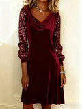 Norenne | Velvet Party Dress with Sequin Sleeves