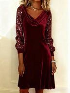 Norenne | Velvet Party Dress with Sequin Sleeves