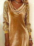 Norenne | Velvet Party Dress with Sequin Sleeves
