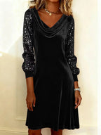 Norenne | Velvet Party Dress with Sequin Sleeves