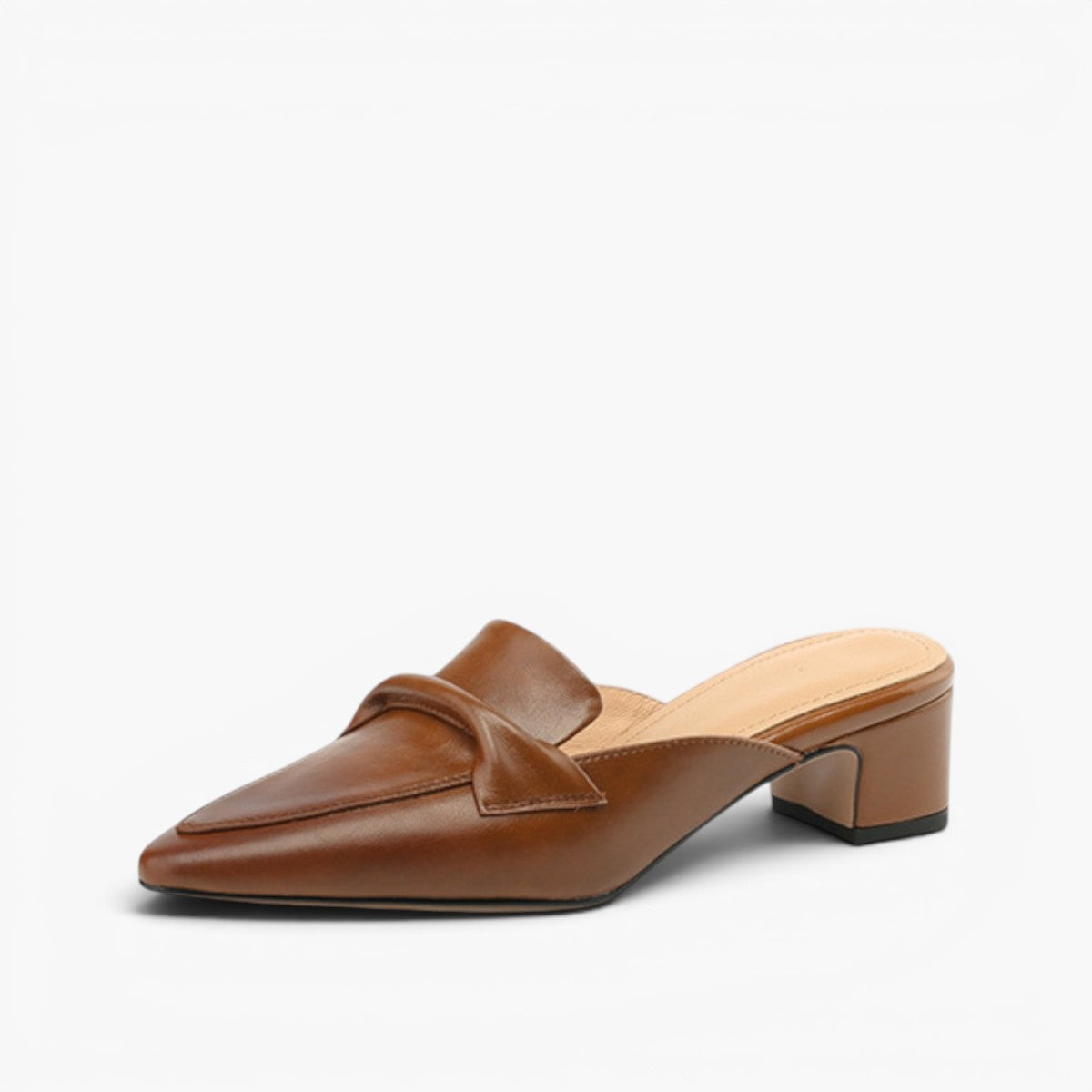 Norine | Pointed Leather Mules with Folded Vamp