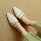 Norine | Pointed Leather Mules with Folded Vamp