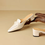 Norine | Pointed Leather Mules with Folded Vamp