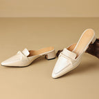 Norine | Pointed Leather Mules with Folded Vamp