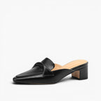 Norine | Pointed Leather Mules with Folded Vamp