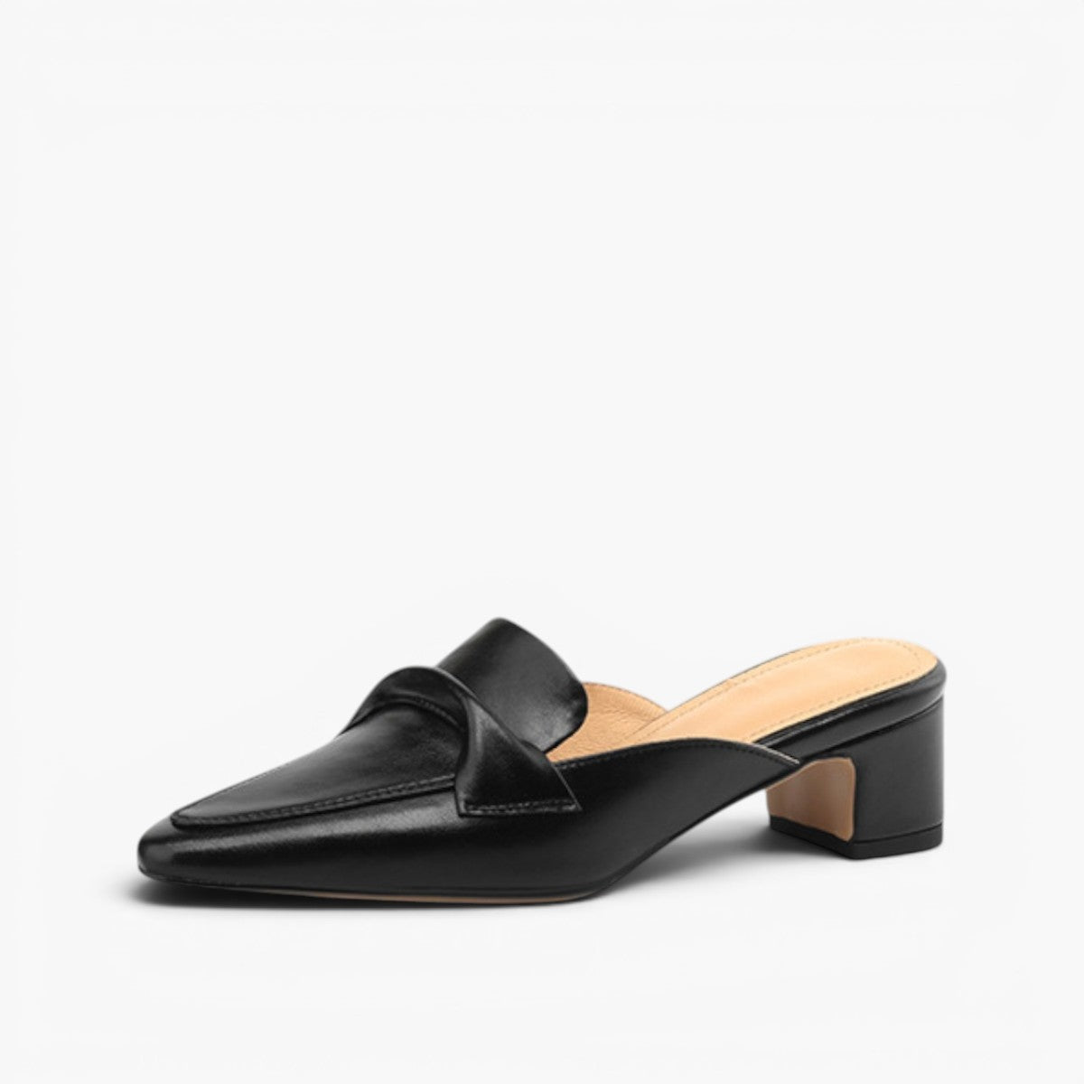 Norine | Pointed Leather Mules with Folded Vamp