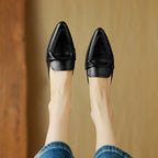 Norine | Pointed Leather Mules with Folded Vamp