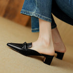Norine | Pointed Leather Mules with Folded Vamp