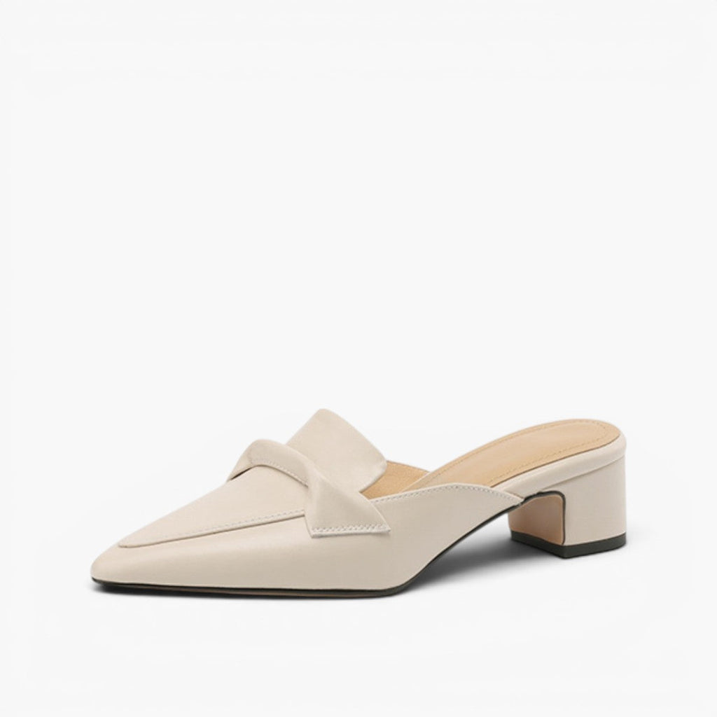 Norine | Pointed Leather Mules with Folded Vamp