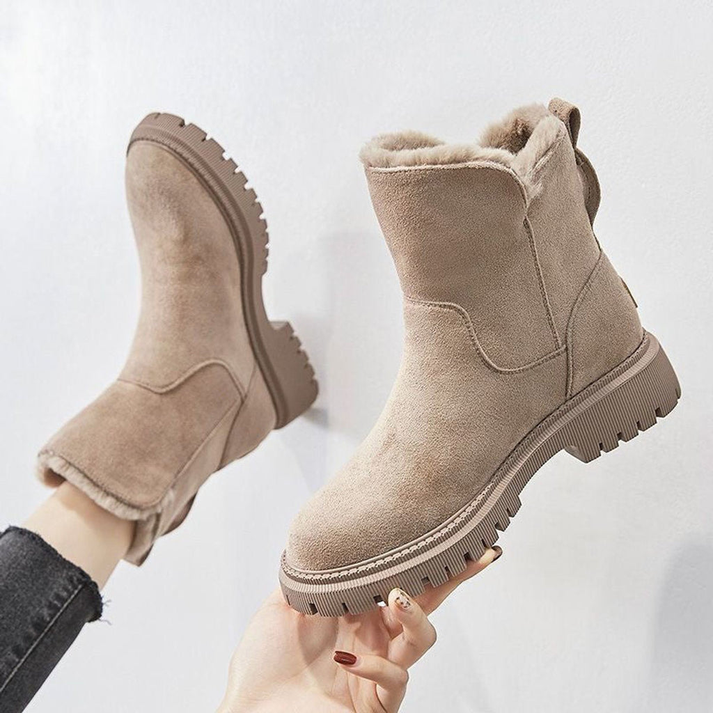 Norisse | Fleece Lined Platform Ankle Boots Faux Suede