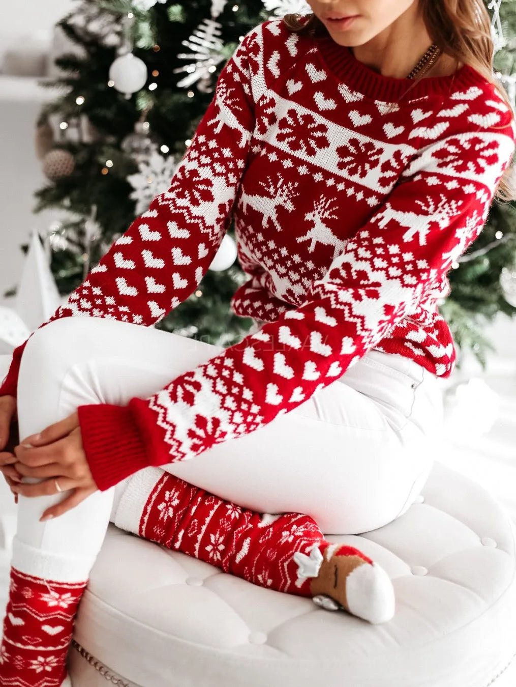Ophora | Christmas Fair Isle Reindeer Snowflake Sweater