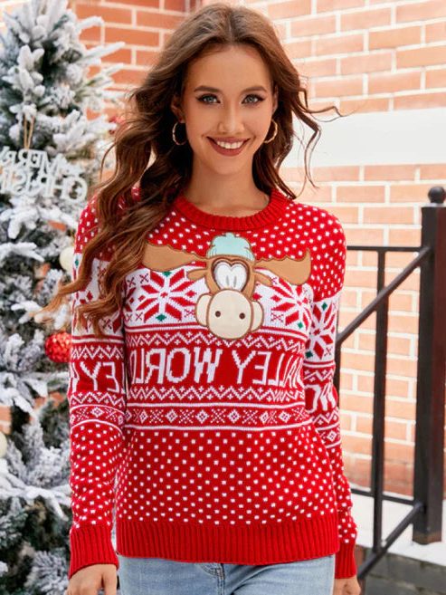 Oriara | Snowflake Band Knit Christmas Sweater