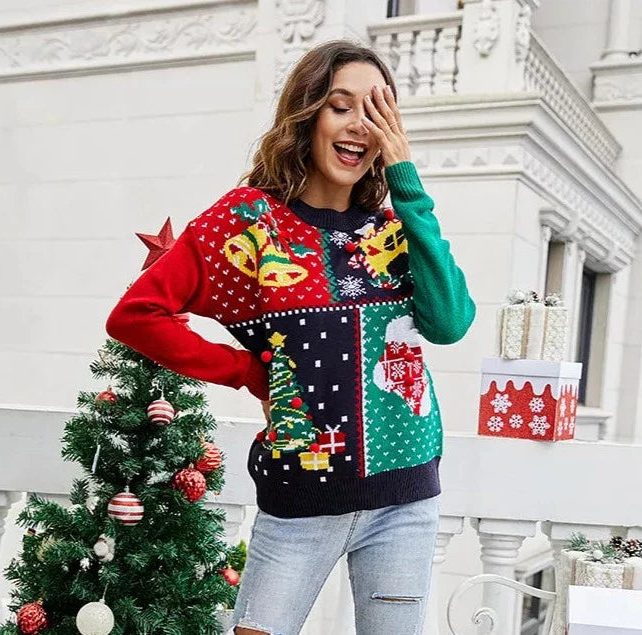 Oriara | Snowflake Band Knit Christmas Sweater