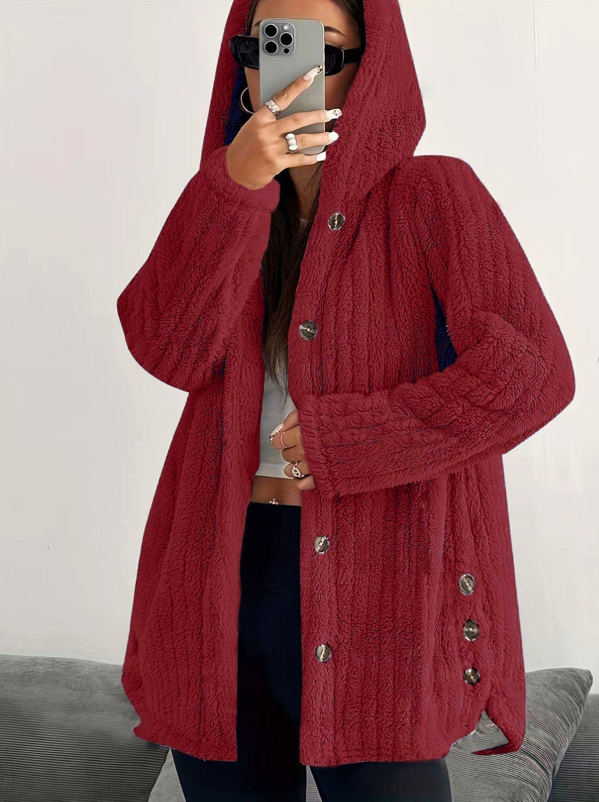 Orienne | Plush Hooded Cardigan
