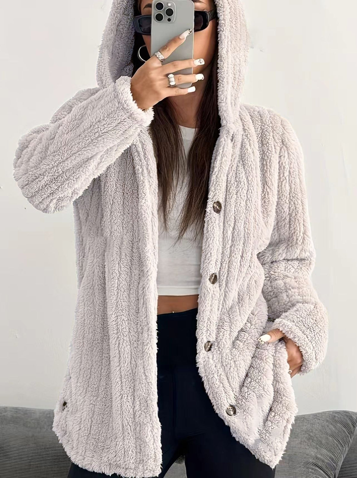 Orienne | Plush Hooded Cardigan